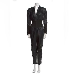 Vintage 80s Leather Boiler Suit Jumpsuit Karen Okada for Climax XXS